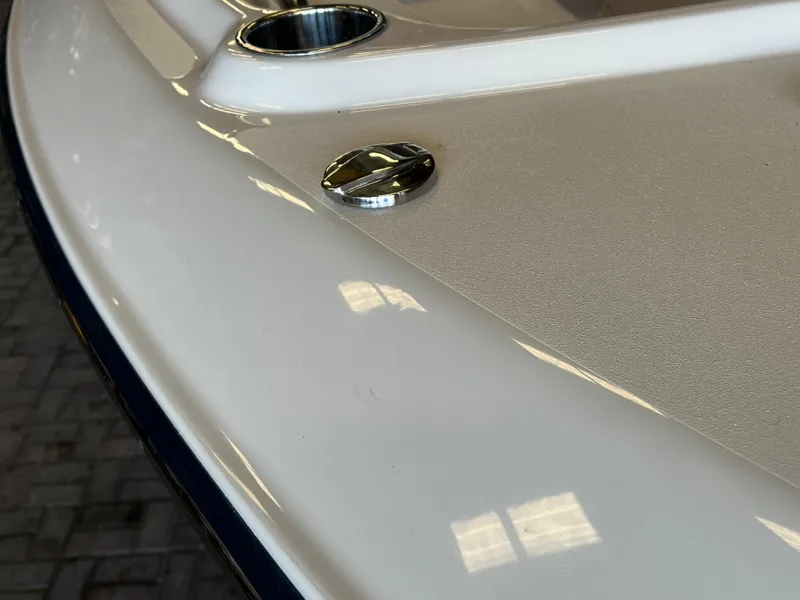 Slide: The Image of 2023 Grady-White Freedom 275 boat deck detail with chrome fittings. - 44