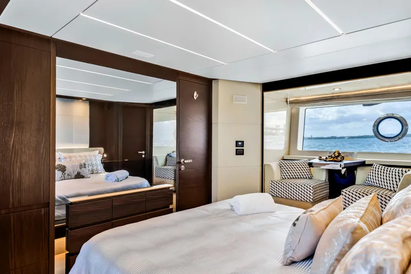 Slide: The Image of Luxurious bedroom interior of 2016 Azimut Fly 72 yacht with ocean view. - 35