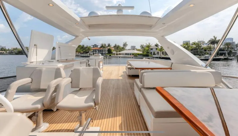Slide: The Image of Luxurious 2016 Azimut Fly 72 yacht with spacious deck and elegant seating. - 5