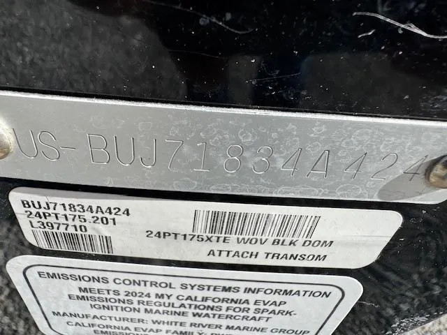 Slide: The Image of 2024 Bass Tracker Pro Team 175 hull identification number and emissions control information. - 4