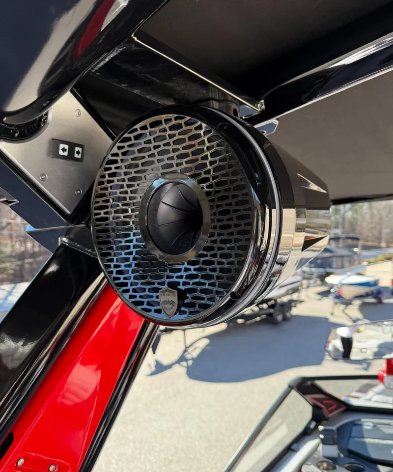 Slide: The Image of 2025 Centurion Ri245 boat speaker system, sleek design, high-quality audio. - 15