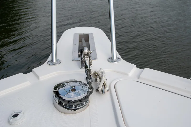 Slide: The Image of Bow of 2022 Albemarle 360 Express Fisherman boat with anchor and winch system. - 50