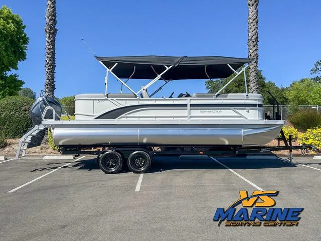 Slide: The Image of 2024 Bennington 22 SSR pontoon boat on trailer at VS Marine Boating Center. - 1