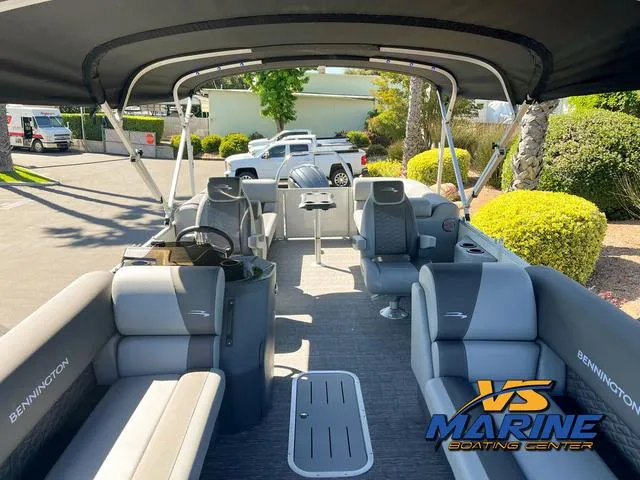 Slide: The Image of 2024 Bennington 22 SSR pontoon boat with spacious seating at VS Marine Boating Center. - 11