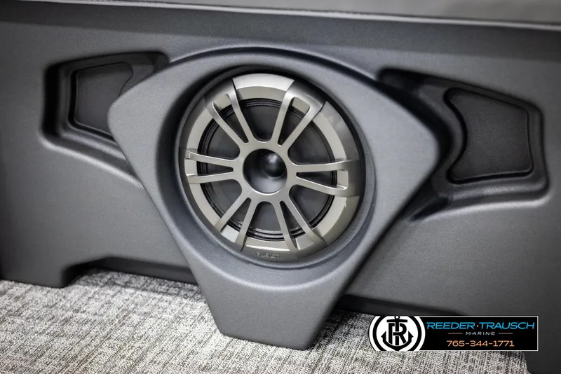 Slide: The Image of Close-up of Avalon VEN CR 2025 speaker system in a marine setting. - 34