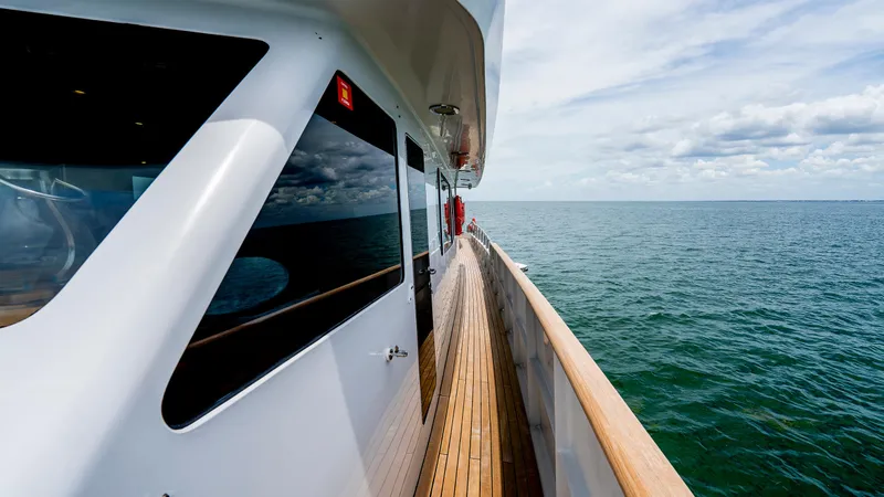 Slide: The Image of Side view of 1975 Stephens Brothers Expedition yacht on open sea. - 29