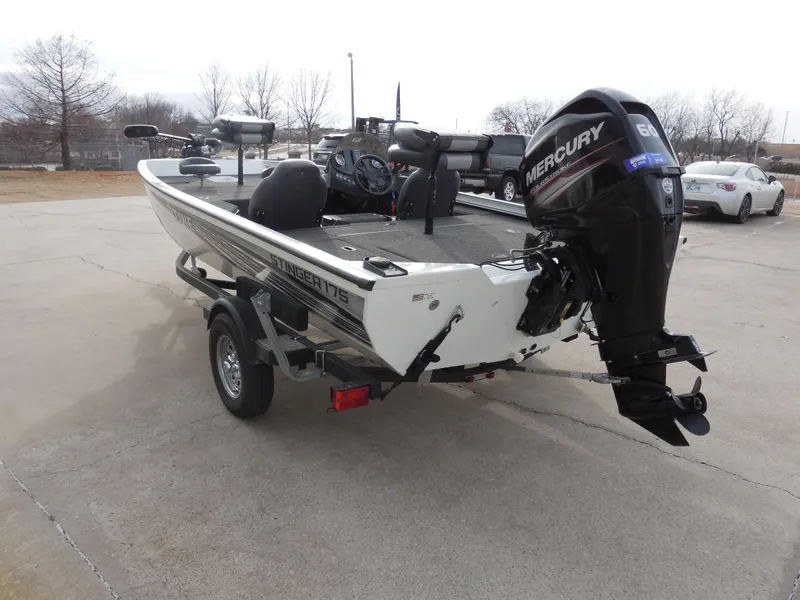 Slide: The Image of 2017 Lowe Stinger 175 boat with Mercury engine on trailer. - 4