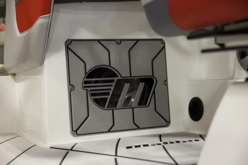 Slide: The Image of 2021 Malibu 25 LSV boat interior detail with modern design elements. - 14