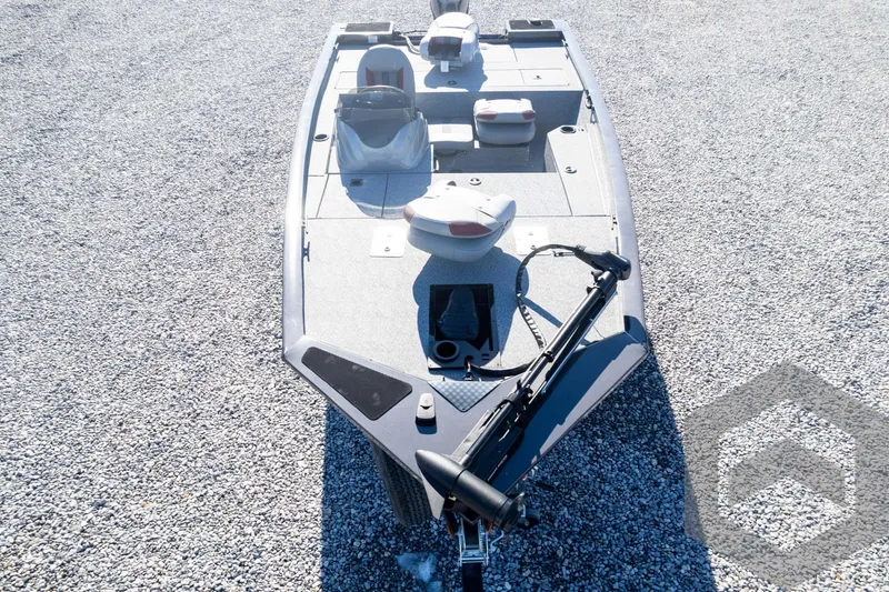 Slide: The Image of 2025 G3 Sportsman 1610 boat on gravel, top view. - 15