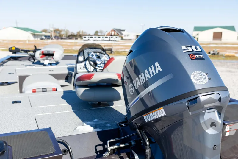 Slide: The Image of 2025 G3 Sportsman 1610 boat with Yamaha 50 horsepower outboard motor. - 22