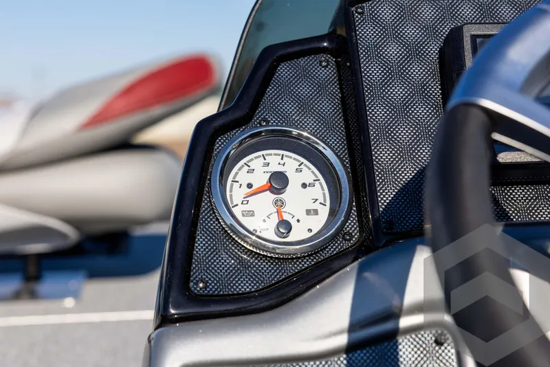 Slide: The Image of Dashboard of 2025 G3 Sportsman 1610 boat with gauge and steering wheel. - 46
