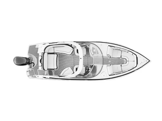 Slide: The Image of Top view of 2025 Crownline 270 XSS boat layout, showcasing seating and deck design. - 1