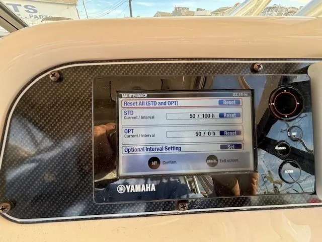 Slide: The Image of Yamaha maintenance display on 2018 Grady-White 228 Seafarer boat dashboard. - 29