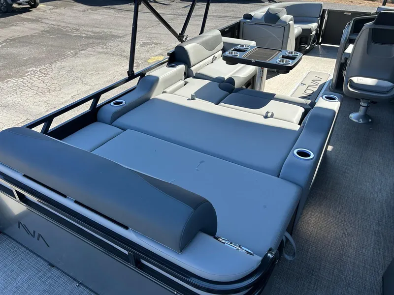 Slide: The Image of 2025 Avalon 2385 LSZ VRL pontoon boat with spacious seating and cup holders. - 10