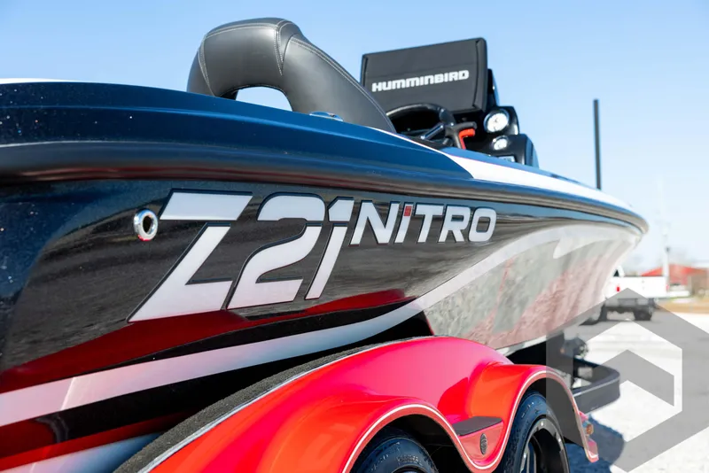 Slide: The Image of 2017 Nitro Z21 Z-PRO Package boat with sleek design and vibrant red accents. - 14