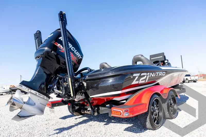 Slide: The Image of 2017 Nitro Z21 Z-PRO Package boat with Mercury engine on trailer. - 15