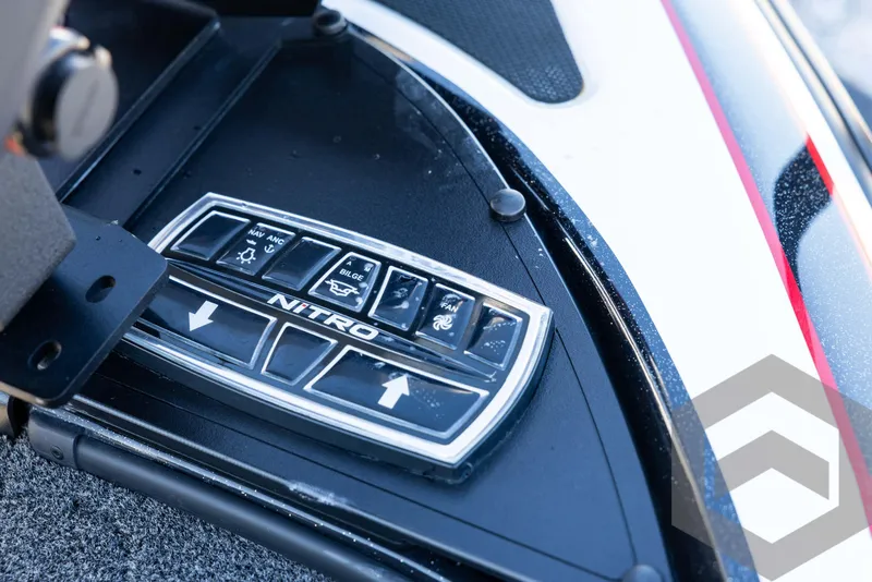 Slide: The Image of Control panel of 2017 Nitro Z21 Z-PRO Package boat with various switches. - 34