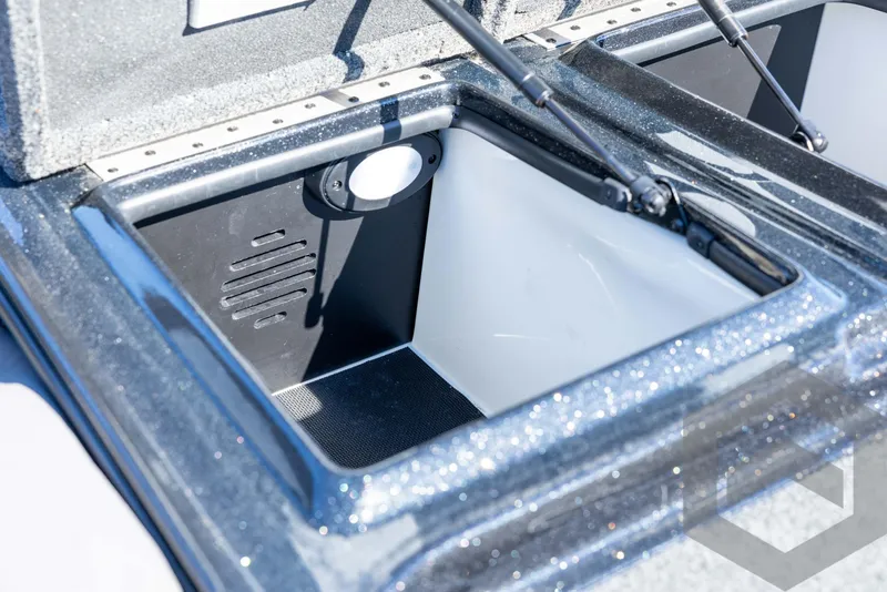 Slide: The Image of 2017 Nitro Z21 Z-PRO Package storage compartment with open lid and hydraulic supports. - 38