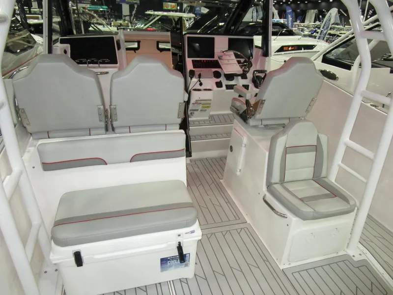 Slide: The Image of 2025 Solara S-310 CW boat interior with sleek design and modern features. - 11