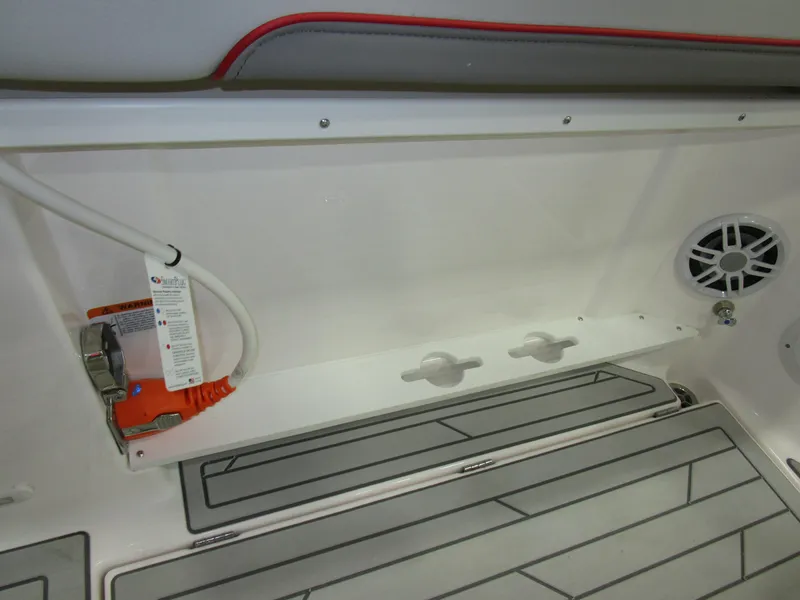 Slide: The Image of 2025 Solara S-310 CW boat interior with sleek seating and modern design. - 27