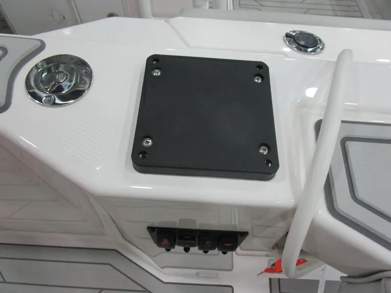 Slide: The Image of 2025 Solara S-310 CW boat interior with sleek seating and modern design. - 28