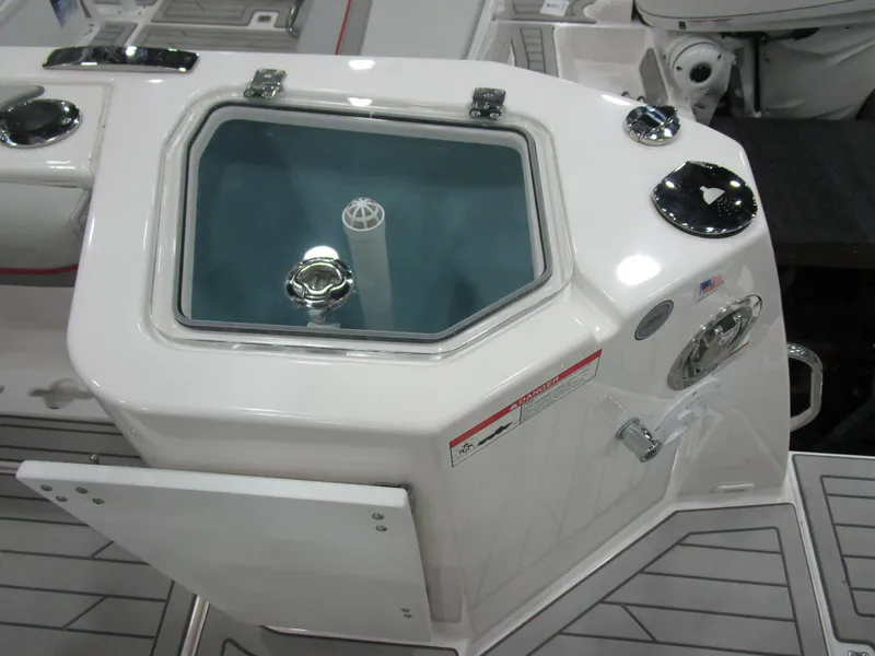 Slide: The Image of 2025 Solara S-310 CW boat with dual Yamaha 300 V6 engines on a trailer. - 6