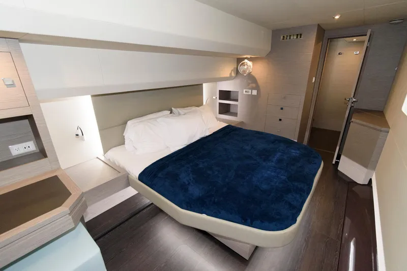 Slide: The Image of Luxurious cabin interior of 2022 Fountaine Pajot MY6 yacht with modern design. - 39