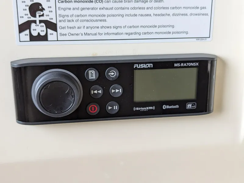 Slide: The Image of Fusion MS-RA70NSX stereo system on 2022 Scout 215 Dorado boat dashboard. - 8