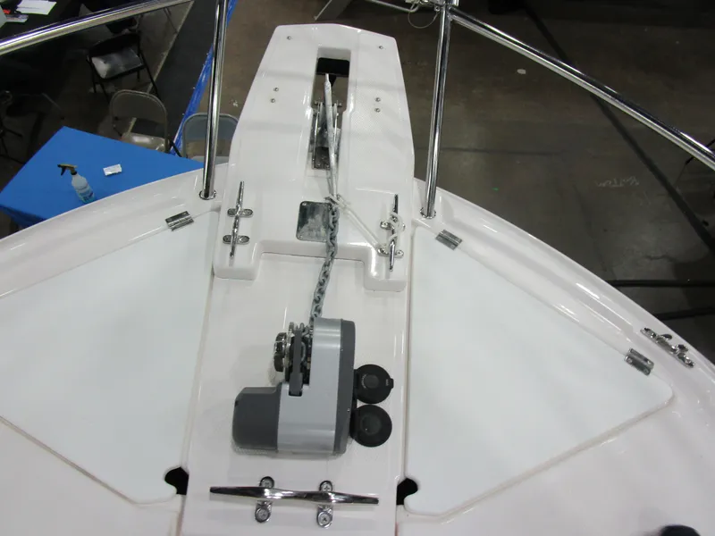 Slide: The Image of 2025 Cutwater C-248 Coupe boat deck with anchor chain and winch system. - 41