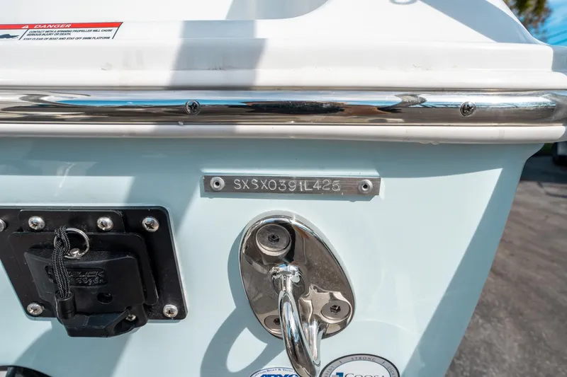 Slide: The Image of 2025 Sea Hunt GAMEFISH 27 CB boat detail with identification plate. - 43