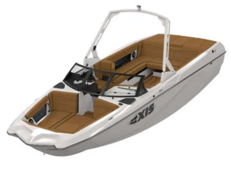 Slide: The Image of 2025 Axis A245 boat with sleek design and tan interior seating. - 1