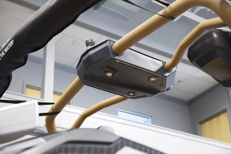 Slide: The Image of 2025 Malibu M242 boat interior with advanced speaker system and sleek design. - 7