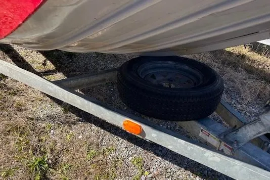 Slide: The Image of 2014 G3 176 EAGLE boat on trailer with spare tire underneath. - 8