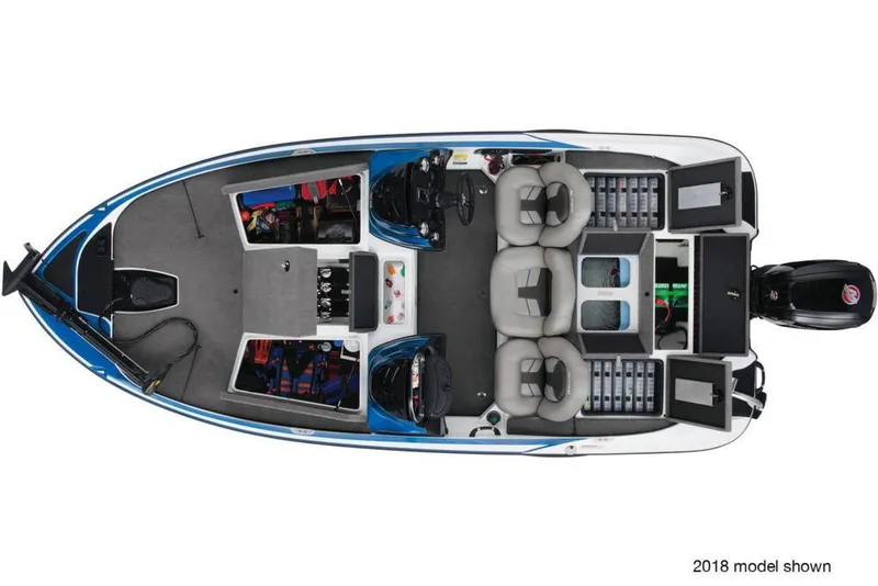 Slide: The Image of Overhead view of a 2019 Nitro Z17 boat interior layout. - 7
