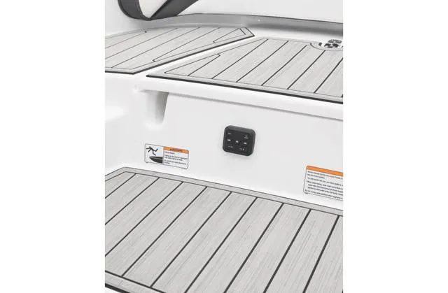 Slide: The Image of 2024 Yamaha Boats 195S swim platform with sleek, modern design and safety features. - 10