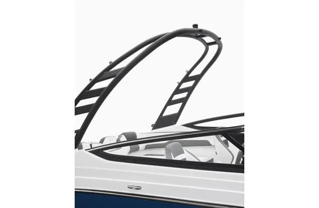 Slide: The Image of 2024 Yamaha Boats 195S with sleek black wakeboard tower. - 9