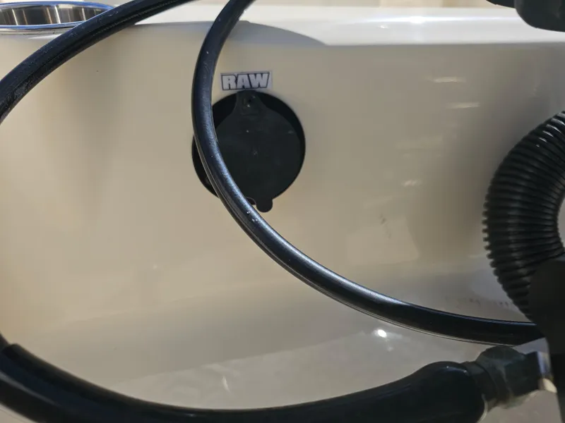 Slide: The Image of Close-up of 2024 Scout Honda Seabrook 195 CF boat's raw water intake. - 34