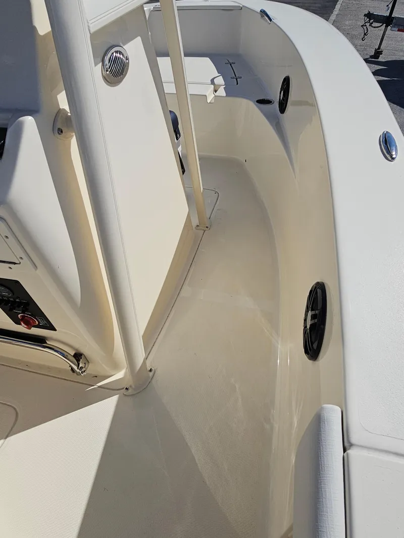 Slide: The Image of 2024 Scout Honda Seabrook 195 CF boat interior, featuring sleek design and modern amenities. - 6