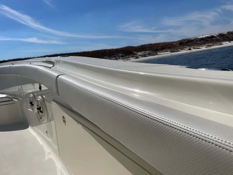 Slide: The Image of 2015 Hydra-Sports 3400 Center Console boat interior with ocean view. - 24