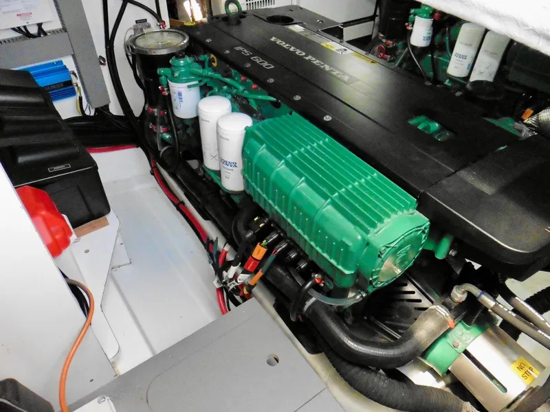 Slide: The Image of Engine compartment of 2017 Jeanneau Leader 46 with Volvo Penta engine. - 13