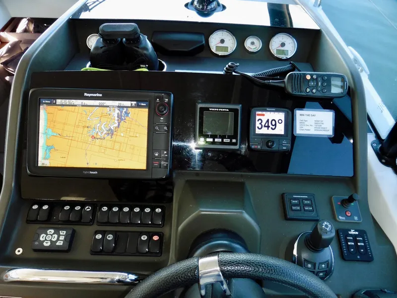 Slide: The Image of Dashboard of 2017 Jeanneau Leader 46 with navigation and control instruments. - 23