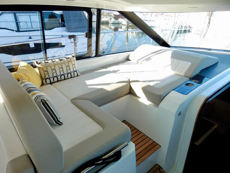 Slide: The Image of Interior of 2017 Jeanneau Leader 46 yacht with plush seating and modern design. - 38