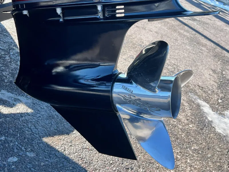 Slide: The Image of Close-up of a Yamaha propeller on a 2025 Skeeter ZXR 20 SE boat. - 12