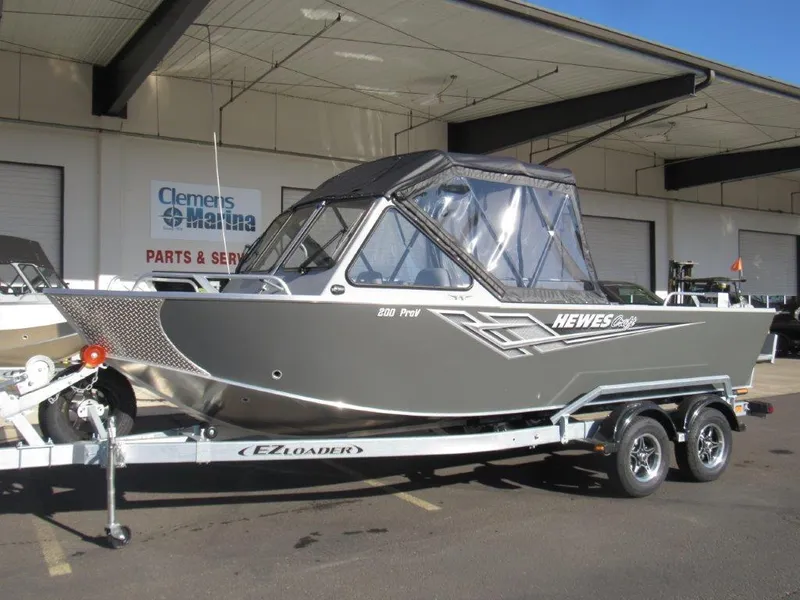 Slide: The Image of 2025 Hewescraft 200 PRO V ET boat on trailer at Clemens Marina. - 1