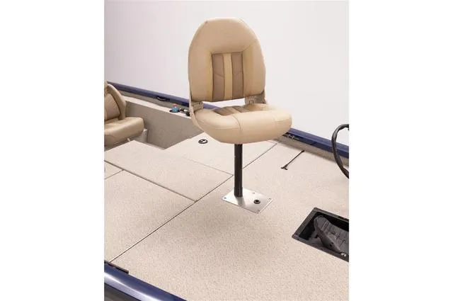 Slide: The Image of 2023 G3 Sportsman 1710 boat interior with beige swivel seat and carpeted deck. - 9