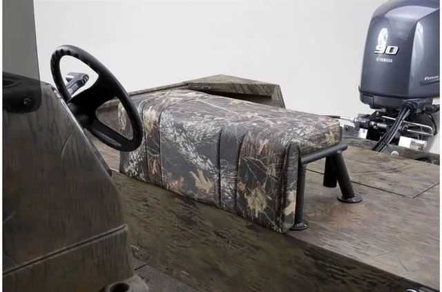 Slide: The Image of 2023 G3 18 CC boat interior with camo seating and Yamaha 90 engine. - 3