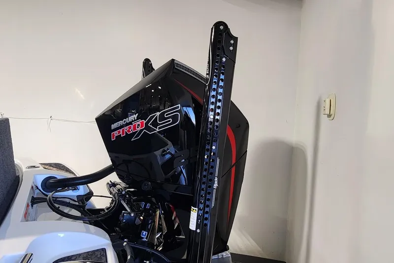 Slide: The Image of 2025 Nitro Z20 XL with Mercury Pro XS engine in a garage setting. - 14