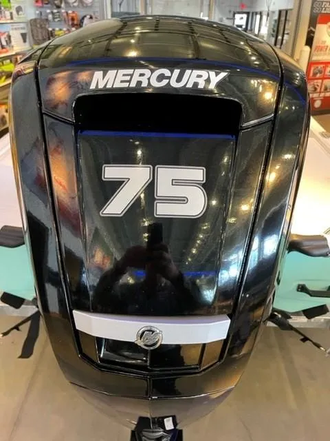 Slide: The Image of Mercury 75 horsepower outboard motor on a 2025 Mako Pro Skiff 17 CC boat. - 3