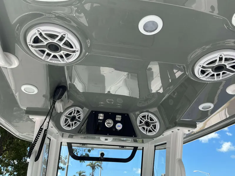 Slide: The Image of 2025 Sportsman 262 Open boat interior with speakers and control panel. - 17