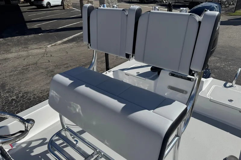 Slide: The Image of Shallow Sport 22 Sport 2026 boat seating with sleek design and chrome accents. - 16